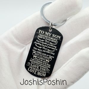 To my son, love mom steel keychain